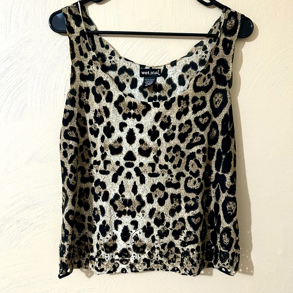 Wet Seal cheetah tank top with islet cutouts